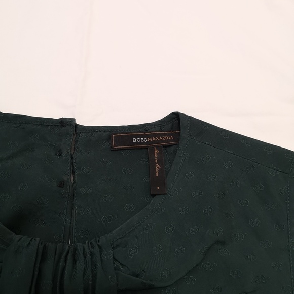 BCBGMAXAZRIA 100% Silk Deep Green Bow Sleeveless Blouse Top Size S - Picture 4 of 10